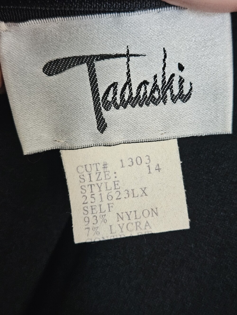 Vintage Tadashi Shoji Black Gown Belted Mock Neck Satin Skirt Evening Dress 14 - Picture 9 of 10